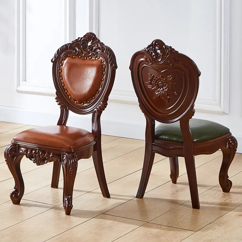 Wooden Vintage Style Soft Fabric Seats Dining Chairs