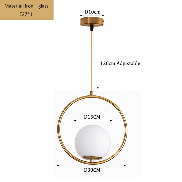 Glass Lampshade Electroplated Body Hanging Lamp