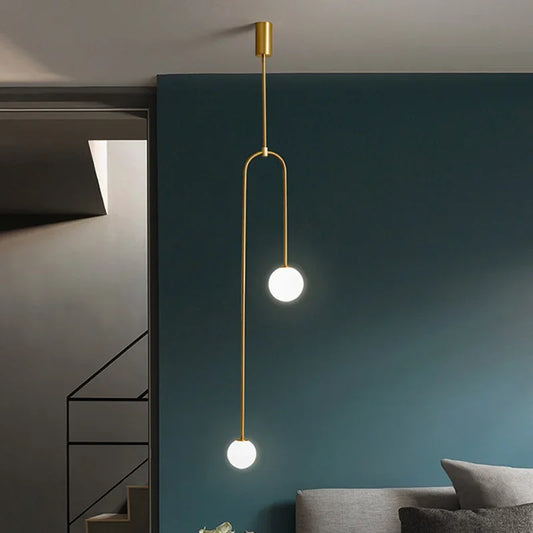 Glass Ball Led Hanging Pendant Golden Indoor Decor Lamp
