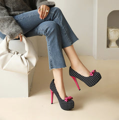 Polka Dot Bow Platform Heels