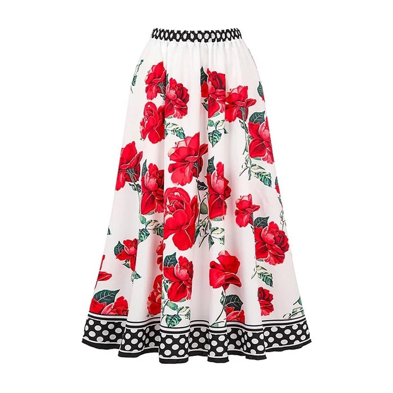 Flowing floral print maxi skirt