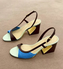 Colorblock Slingback Block Heels
