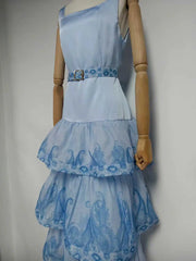 Detail of Paisley Square Neck Belted Maxi Dress tiered skirt