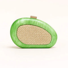 Sculptural Resin Clutch with Woven Inlay