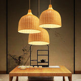 Rattan Bamboo Lantern Hand-Woven Lampshade E27 Light Fixtures