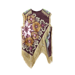 Boho patchwork sleeveless vest flat lay front view