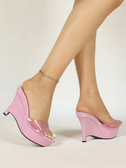 Transparent Platform Wedge Heels