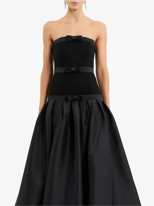 Strapless bow maxi dress detail