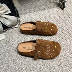 Suede Hello Kitty Buckle Mules