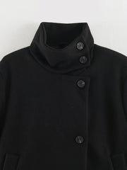 High Neck Solid Cropped Jacket