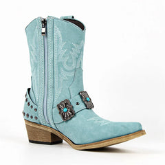Western Embroidered Block Heel Boots