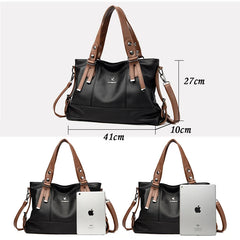 3 Layers Large Capacity Leather Shoulder Bag for Women