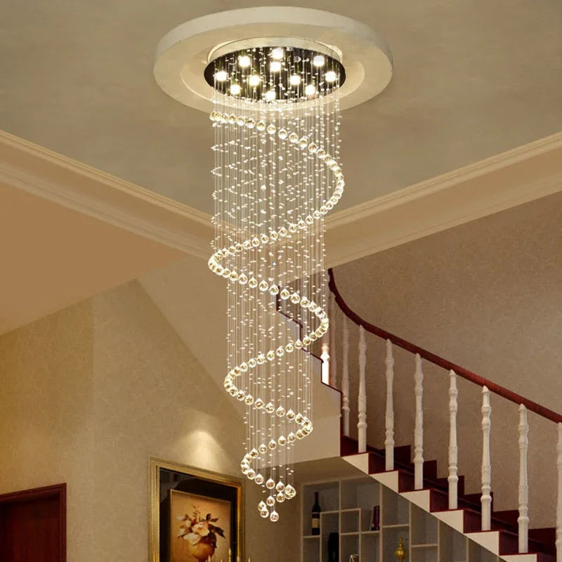 Double Spiral Crystal LED Ceiling Chandelier Hanging Light