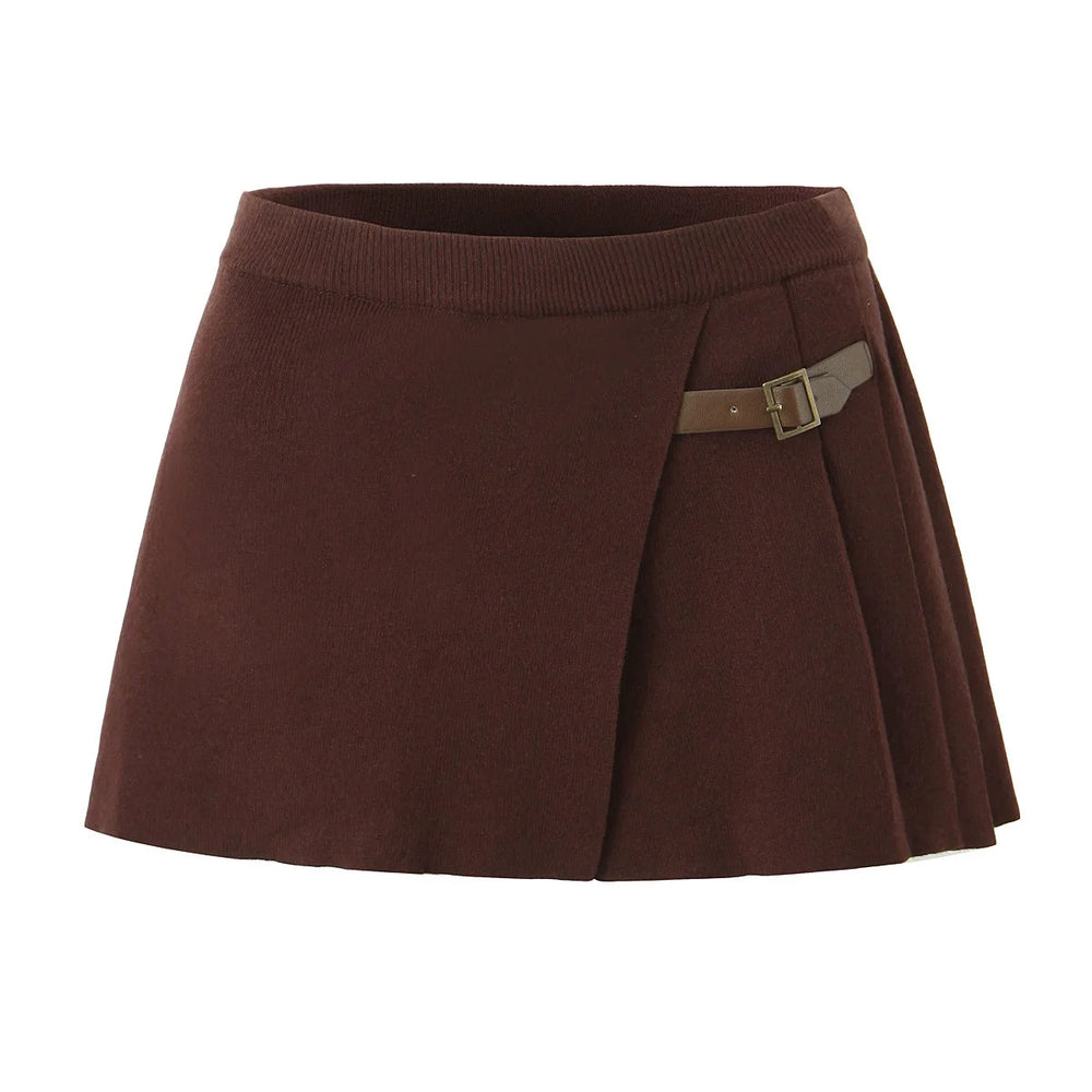 Brown skirt with a belt on a white background
