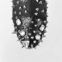 Studded Rhinestone Platform Ankle Boots