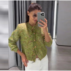 Bouclé Knit Button Front Cardigan Sweater