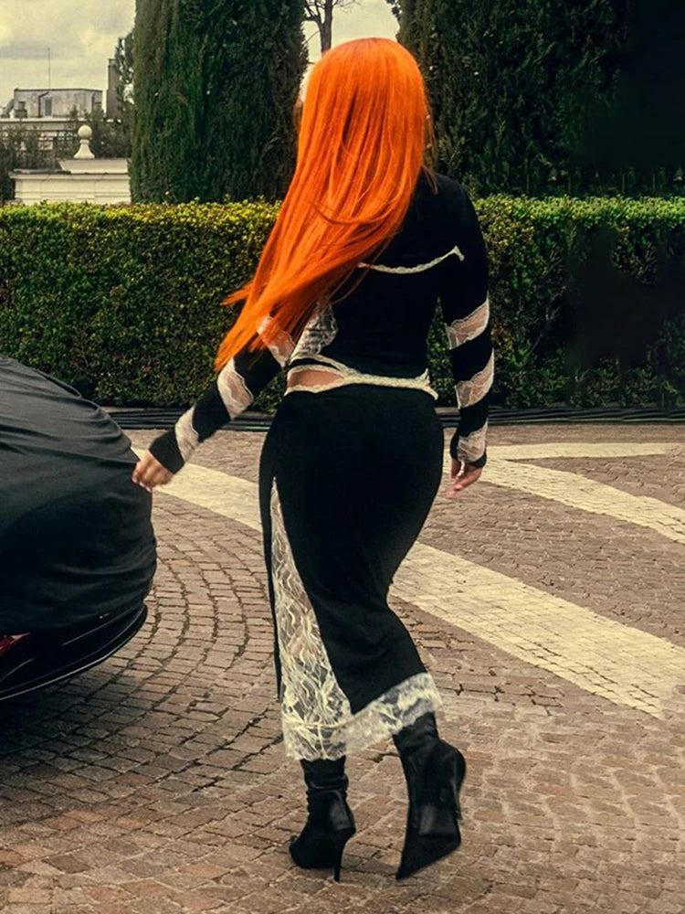 black dress with back view detailing