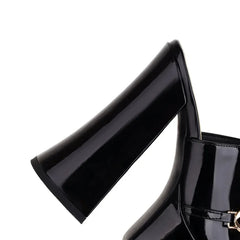 Chunky Heel Platform Slides