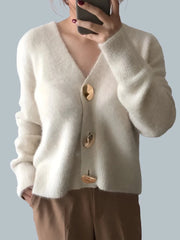 Golden Button Single Breasted Woolen Cardigans