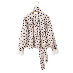 Polka Dot Puff Sleeve Shirt and Maxi Skirt Set