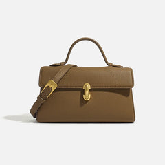Flap Lock Leather Shoulder Bag