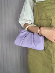 Gathered Clutch Bag with Pearl Handle