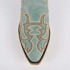 Knee High Embroidery Western Cowgirl Boots
