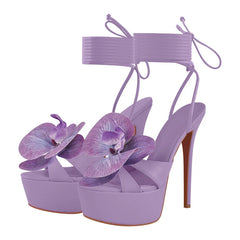 Orchid Open Toe Wrap Ankle Strap Platform Stiletto