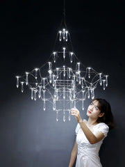 Stainless Steel Crystal Chandelier Firefly Ceiling Hanging Lamp 