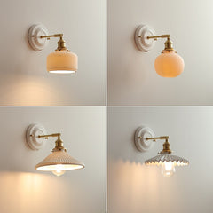 Golden Atelier White Ceramic & Copper LED Wall Lamp Ceramic 