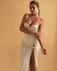 Ribbed Underwire Bikini and High-Slit Skirt Swimwear Set