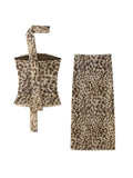 Leopard Print Halterneck Tube Top and A-Line Long Skirt Set