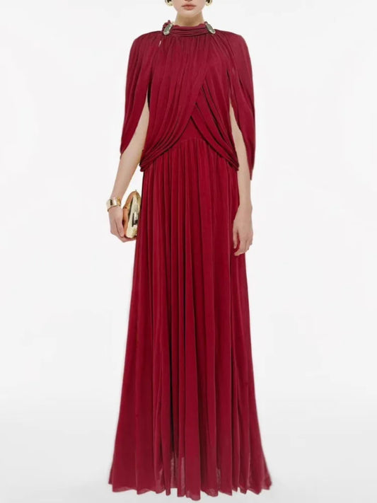 Red evening gown on a white background