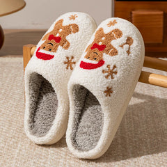 Gingerbread Man Plush Cozy Winter Slippers