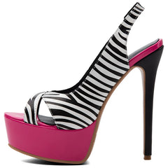Zebra Print Pink Stiletto Heel Platform
