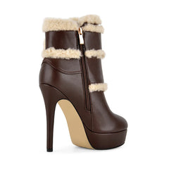 Platform Round Toe Stiletto Ankle Boots