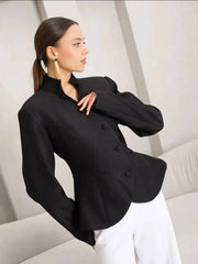Diagonal Button Peplum Blazer