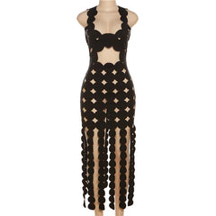 Black Cut Out Dot Fringe Maxi Dress