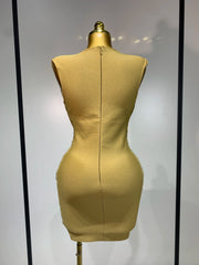 Draped Metallic Tassel Bodycon Mini Dress