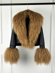 Faux Fur Collar Moto Jacket