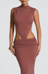 Cutout High Neck Maxi Dress