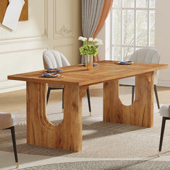71" Dining Table for 6–8 | Wood Pedestal Kitchen Table
