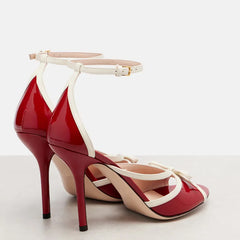 Butterfly Knot Ankle Strap Stiletto Heels