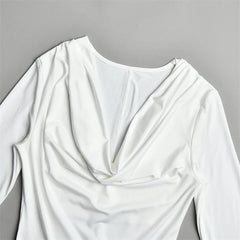Draped Cowl Neck Long Sleeve Maxi Dress