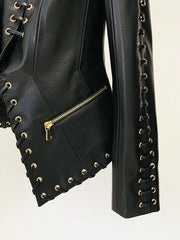 Lace-Up Embellished Fitted Blazer