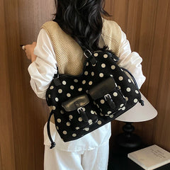 Polka Dot Faux Leather Tote Bag