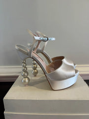 Color Block Beaded Stiletto Platform Sandals