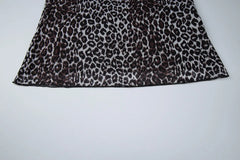 Leopard Print Lace Trim Strappy Mesh Midi Dress