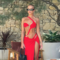 Monochrome Ring Cut-Out One-Piece Swimwear Set