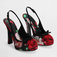 Butterfly Knot Satin Pleated Platform Pumps